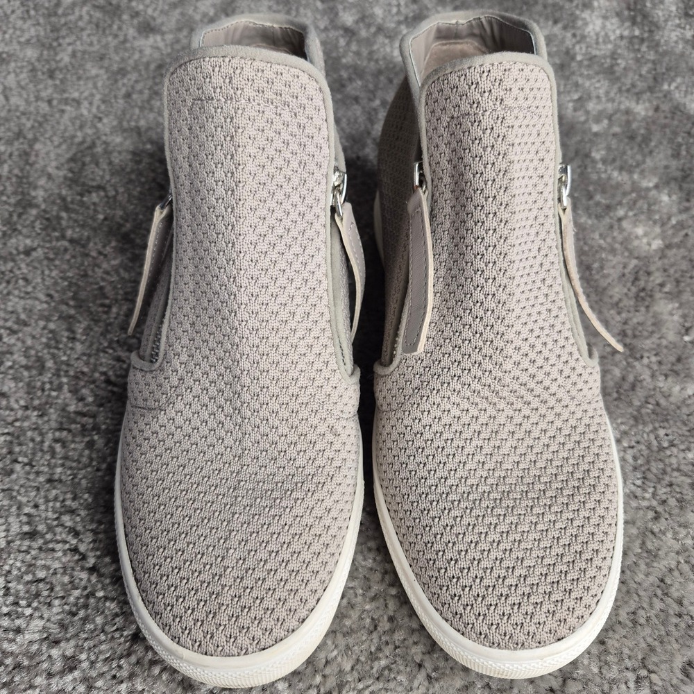 Steve Madden Click Taupe Knit‎ Hidden Wedge Zip High Top Sneakers Womens 7M